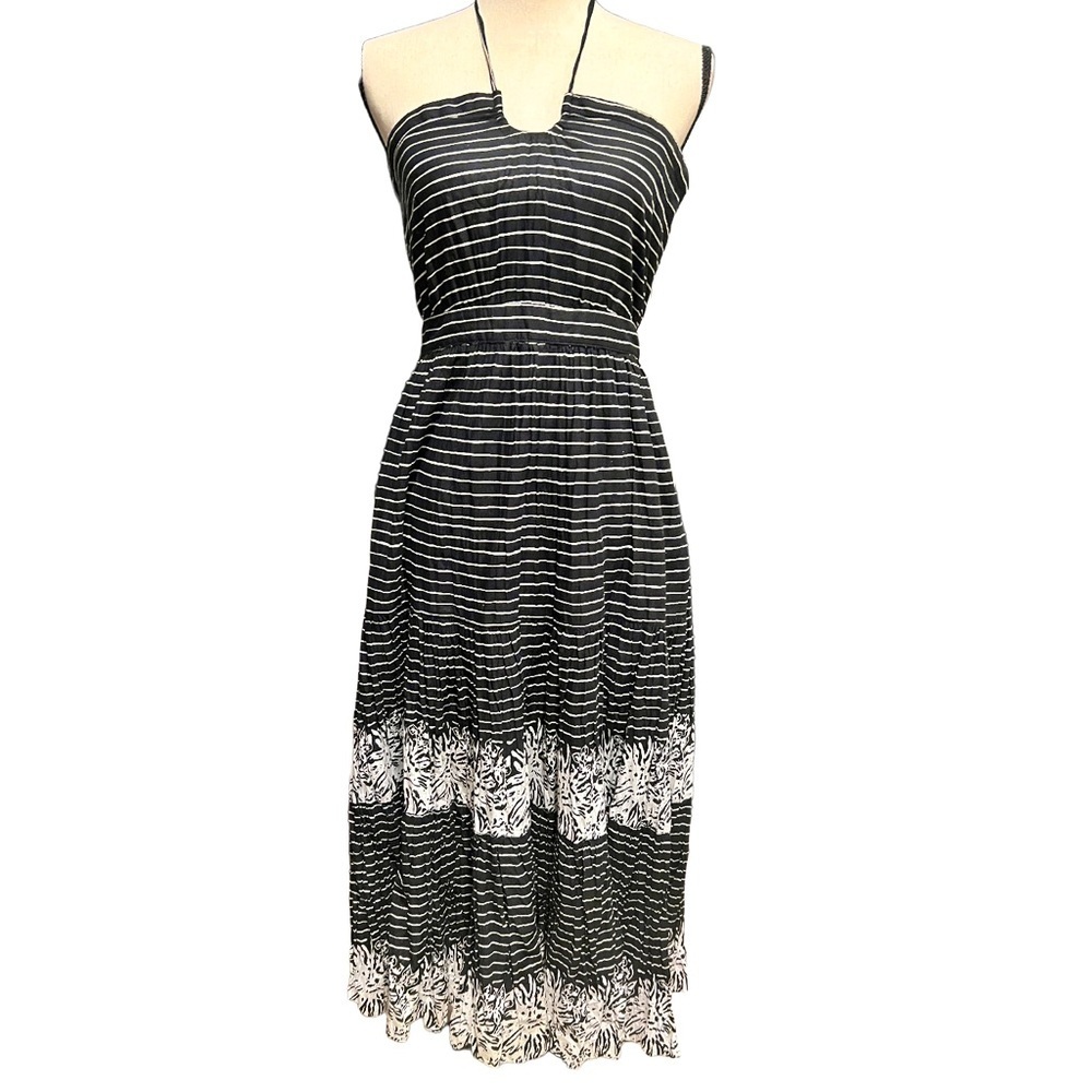 GAP Halter Dress Black and White Stripes Sundress Size 8
